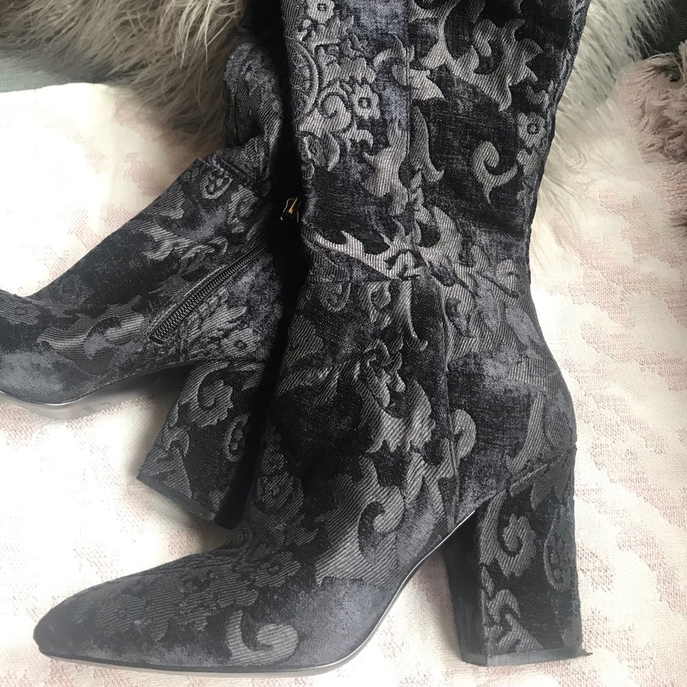 Nine West Embossed Brocade Over The Knee Boots